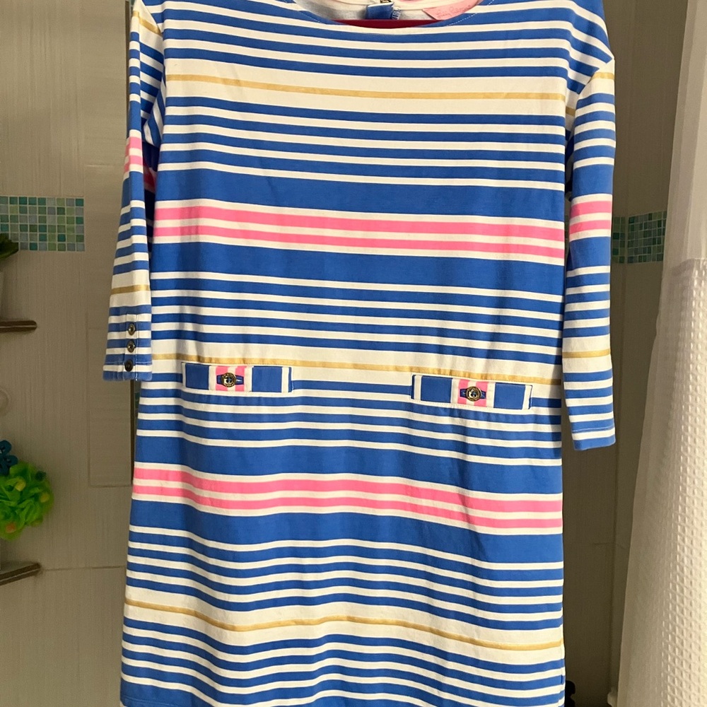 Lilly Pulitzer Striped Dress in Blue, Pink, and Gold